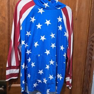 LuLaRoe Blue and Red Star Long Sleeve Tee